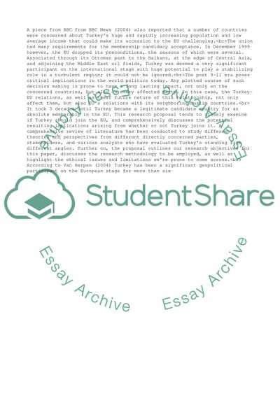 The Relations of Turkey with the European Union