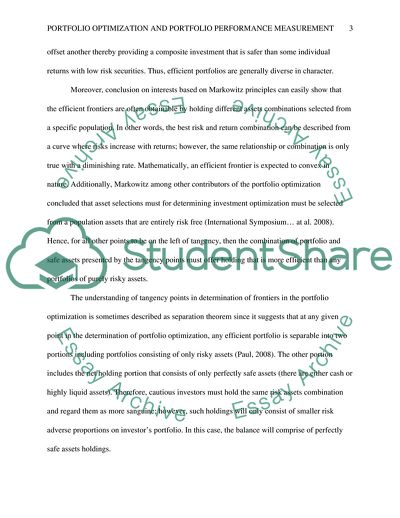 Portfolio Optimization and Portfolio Performance Measurement