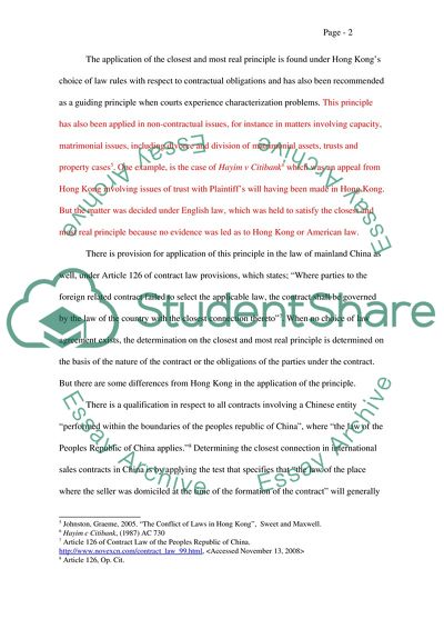 Hong Kong Conflict of Laws