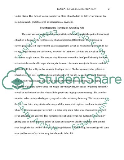 Transformative Learning In Educating Rita