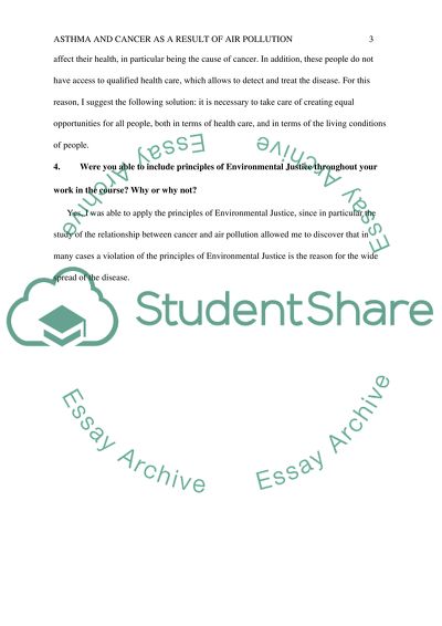 Asthma and cancer as a result of air pollution