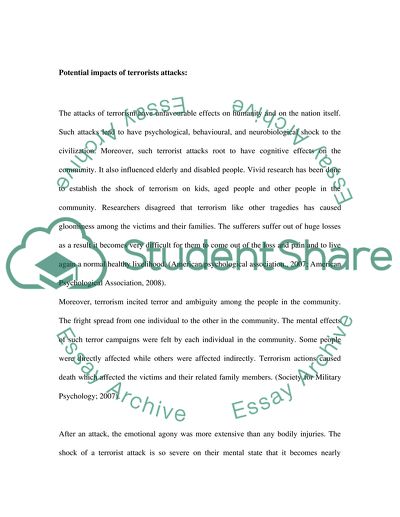 Potential Impacts of Terrorists Aattacks