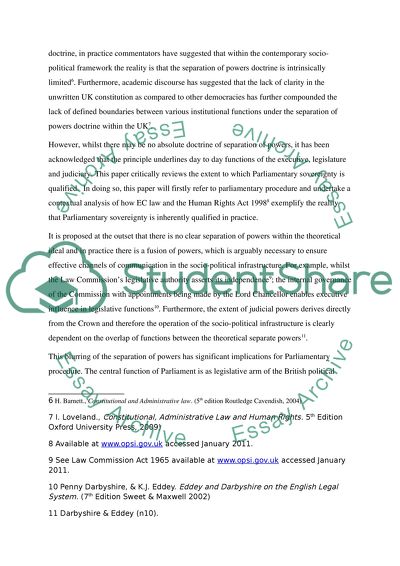 parliamentary sovereignty essay law