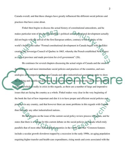 Social Policy and Practice in Canada by Alvin Finkel