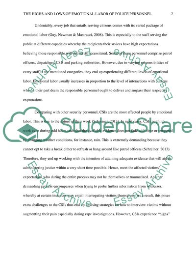The Highs and Lows of Emotional Labor of Police Personnel