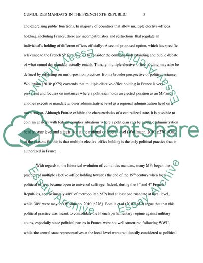 Cumul Des Mandats in the French 5th Republic
