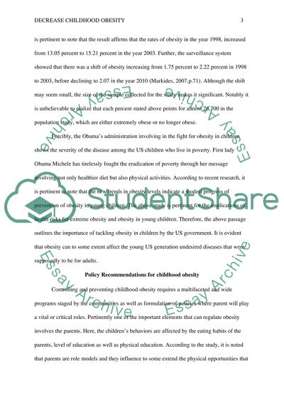 Decrease childhood obesity