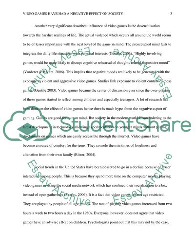 How Far Do You Agree that Video Games Have Had a Negative Effect on Society