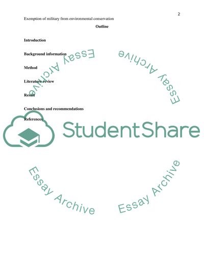 Exemption of military from environmental conservation