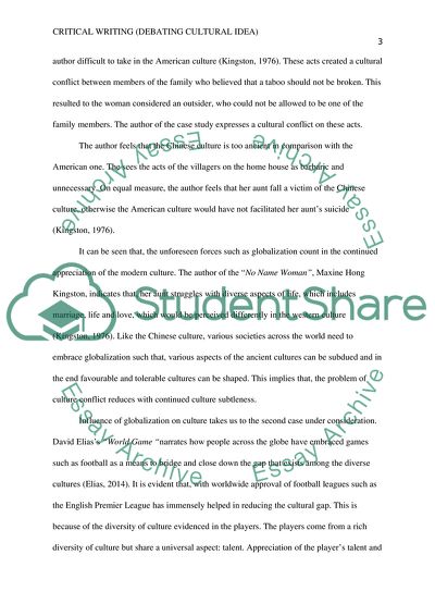 Critical Writing (debating cultural idea)