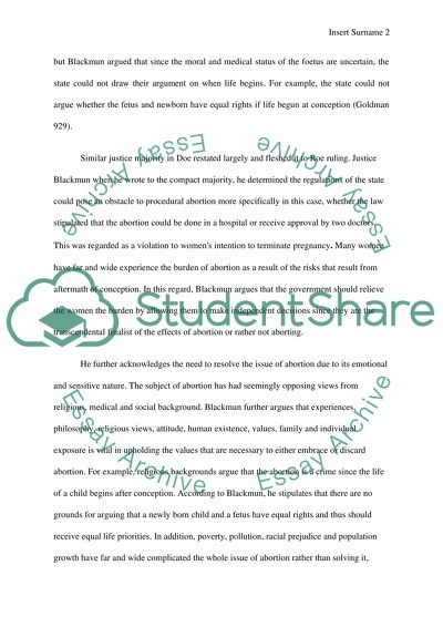 Roe v. Wade, 410 US 113 (1973) (opinion of Blackmun, writing for the majority, parts 5 11 or V XI )