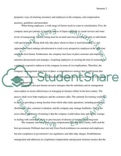 Human Resource Considerations for PetSmart Subsidiary in Japan