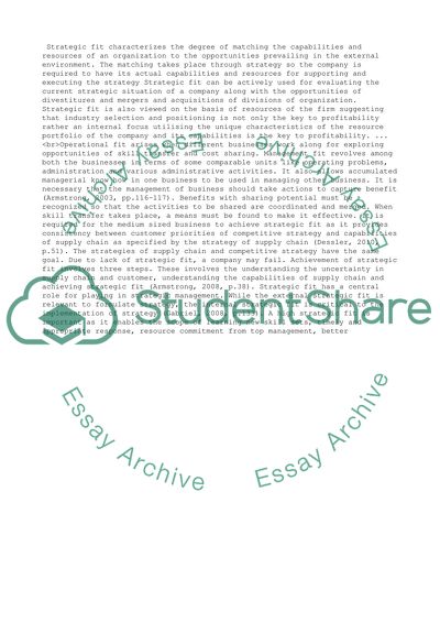 Importance of Achieving Strategic Fit