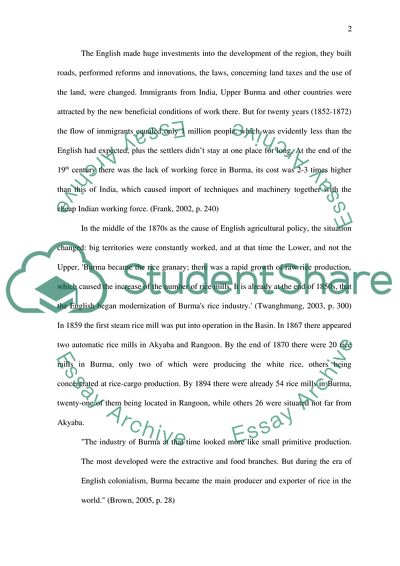 Rice Industry in Burma during Colonialism