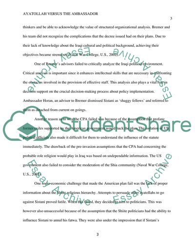 Ayatollah versus the Ambassador: The Influence of Religion on Politics in Post-Saddam Iraq