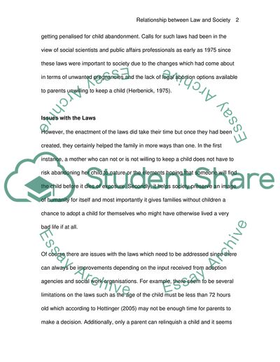 Relationship between the law and society: Child abandonment law
