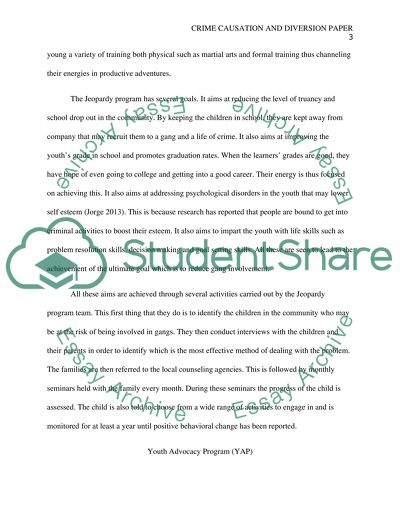 Crime Causation and Diversion Paper