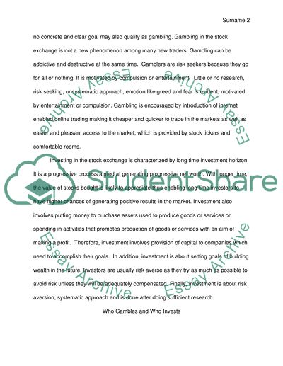 Gambling in the Stock Market