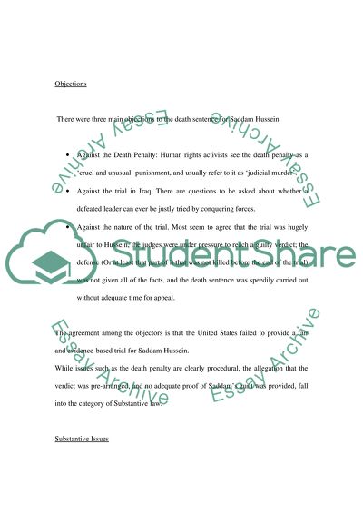 The Hanging as against Husseins Human Rights