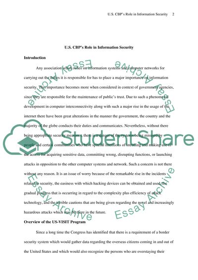 U.S. Customs and Border Patrols Role in Information Security