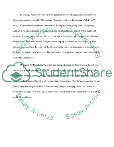 The Concept of Six Characters in Search of an Author