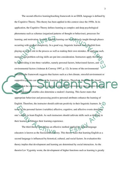 Literacy and ESOL Theories and Frameworks