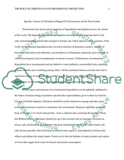 Specific Actions Should Christains Take in Regards to the Environment and Its Preservation