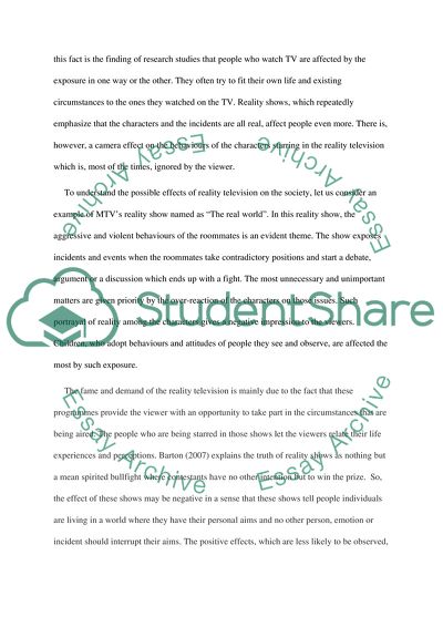 Semiotic analysis of how reality television affects our society