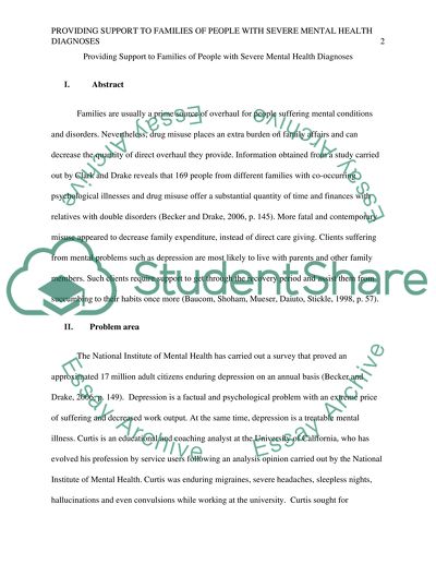 Providing support to families of individuals with severe mental health diagnoses