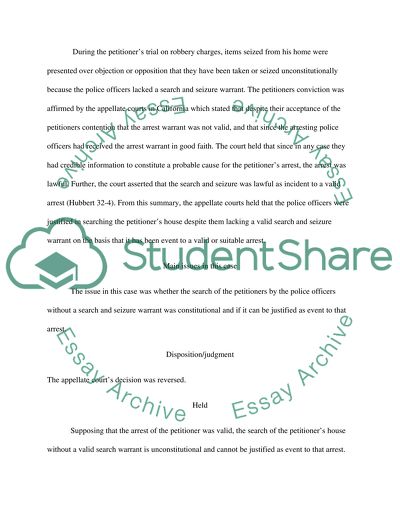 Procedural Posture of Chimel versus California