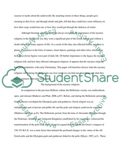 Mystery religions of the Hellenistic era