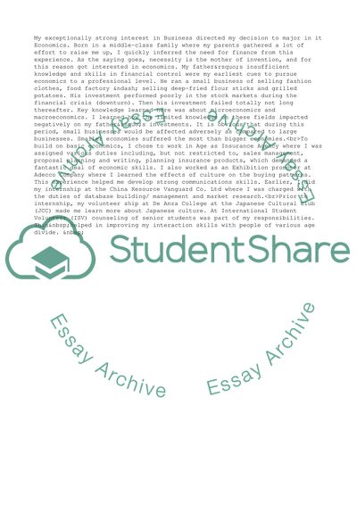 Personal Statement about all Great Achievements