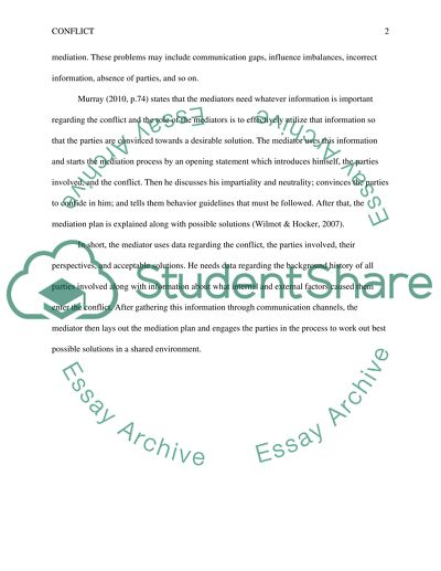Conflict Analysis - the role of the mediator