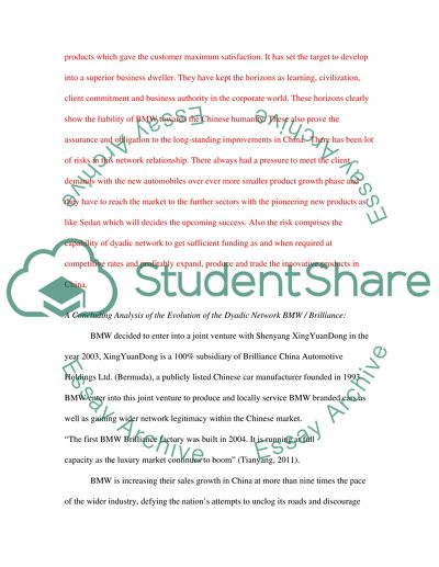 Dyadic Network Relationship of BMW AG and Brilliance Auto Ltd