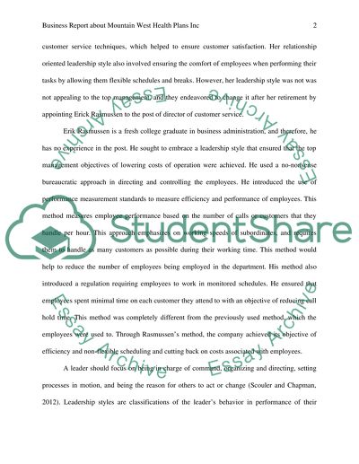 Leadership Styles at Mountain West Health Plans Inc