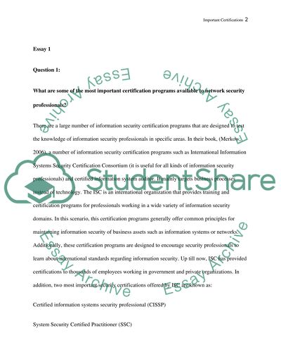 Important certifications / Eight types of people responsible for security