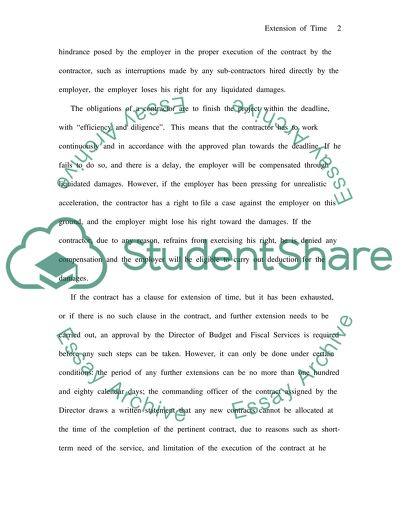Extension of Time and Delay Analysis