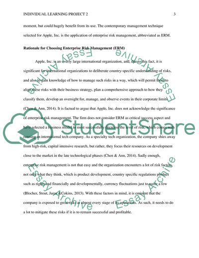 Rationale for Choosing Enterprise Risk Management - Apple