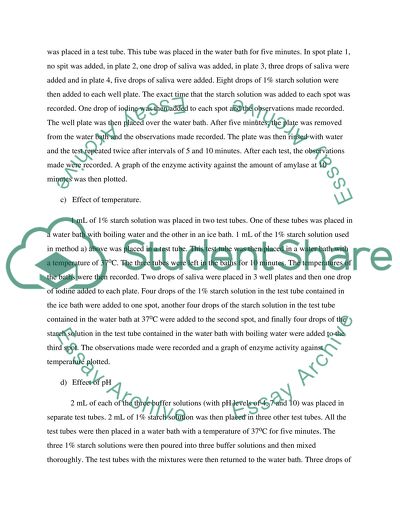 Enzyme Amylase Lab Report