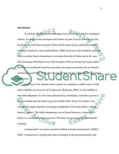 Insolvent Corporates Turnaround Success in Europe under Existing Insolvency Legislation