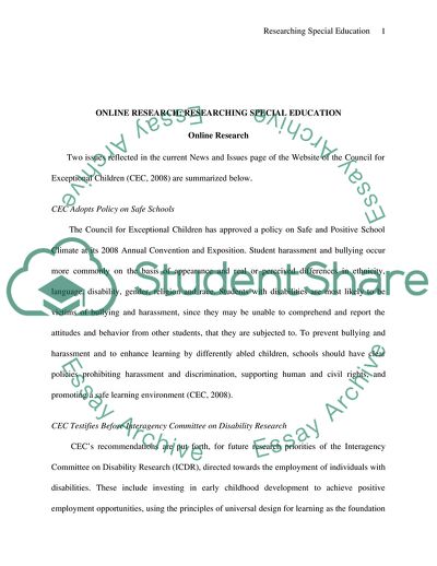 Researching Special Education Online