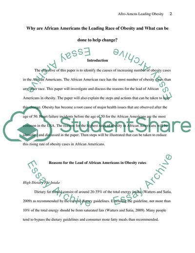 Why are African Americans the Leading Race of Obesity and What Can Be Done to Help Change