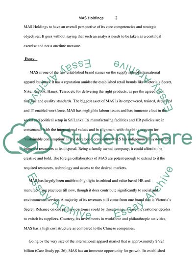 SWOT Analysis, PESTEL Analysis and Porter Five Forces of Mas Holdings