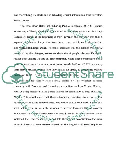 Facebook and the Filed Initial Public Offering