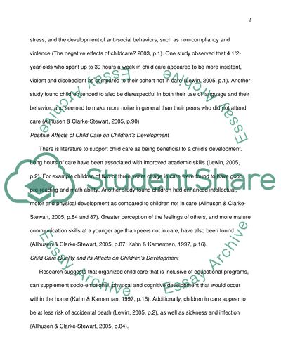 Research papers on the Child Care Effects