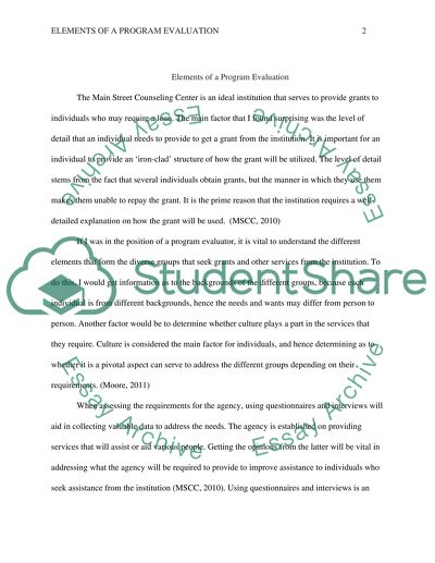 Elements of a Program Evaluation