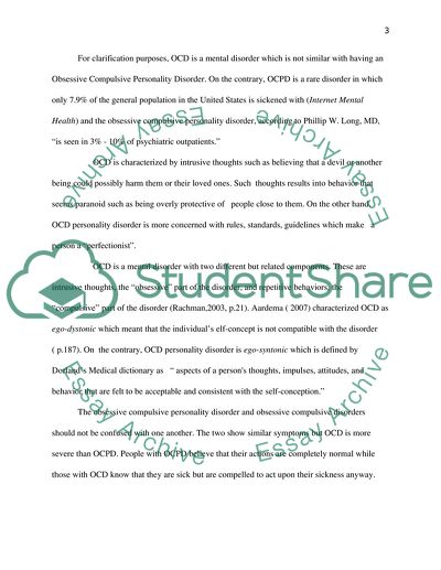 Obsessive Compulsive Disorder: A Critical Analysis