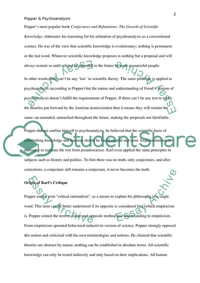 What is Karl Poppers View of Psychoanalysis