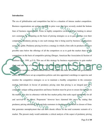 Predatory Pricing as a Business Strategy