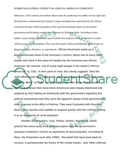 Hurricane Katrinas Effect on African American Community